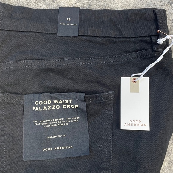 NWT Good American Good Waist Palazzo Crop Jeans Black High Rise Plus Size 28 - Picture 13 of 13